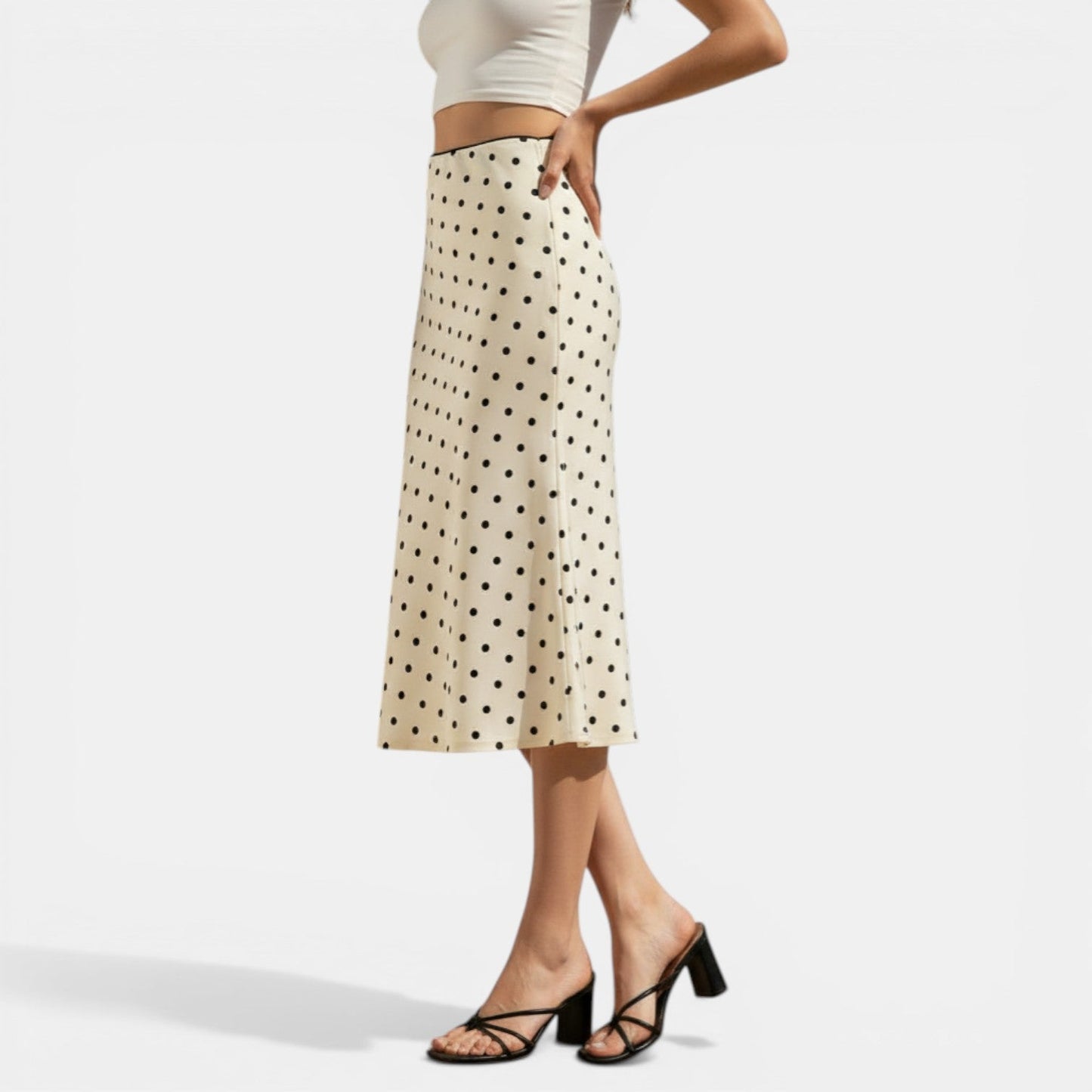 Falda Bodycon Lunares Cintura Alta