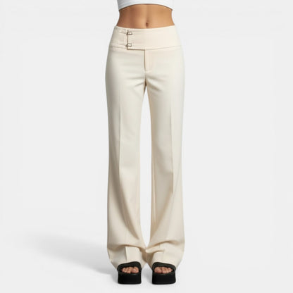 Pantalón Cintura Alta Hebilla Metal