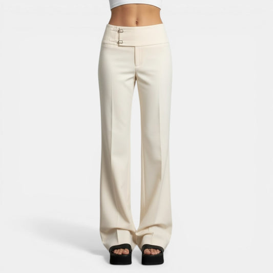 MIREIA - PANTALON ÉLÉGANT BOUCLE MÉTALLIQUE