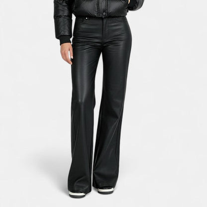 Pantalones Polipiel Mujer Rectos - Cintura Alta Casual