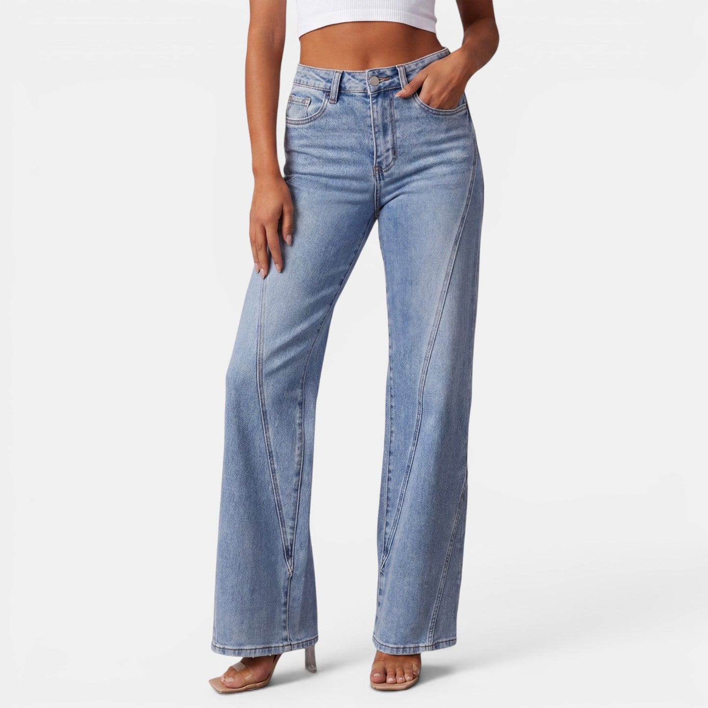 Jeans Mujer Talle Alto Pierna Ancha
