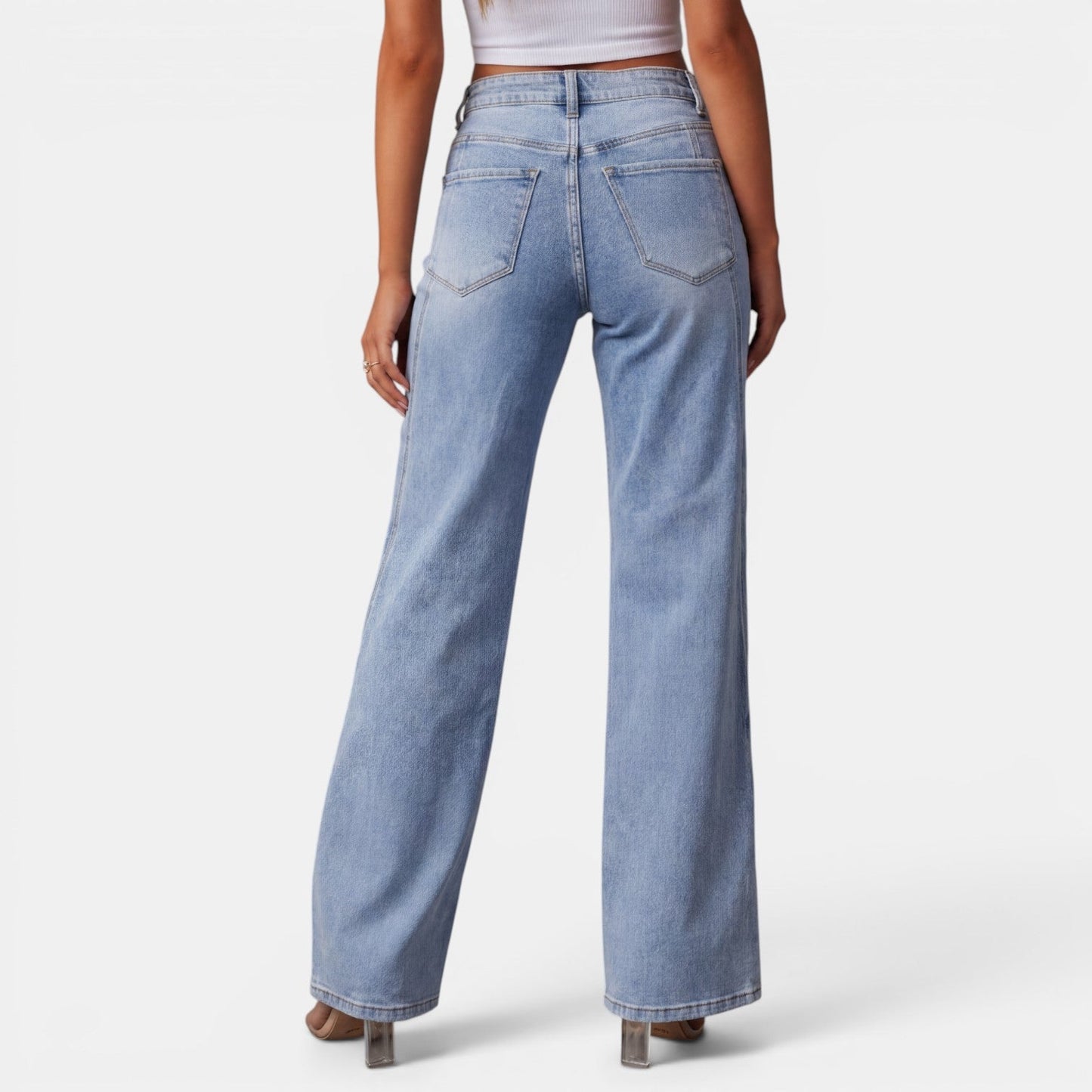 Jeans Mujer Talle Alto Pierna Ancha