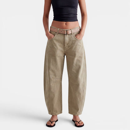 Jeans Mujer Elasticos Tiro Medio Pierna Ancha