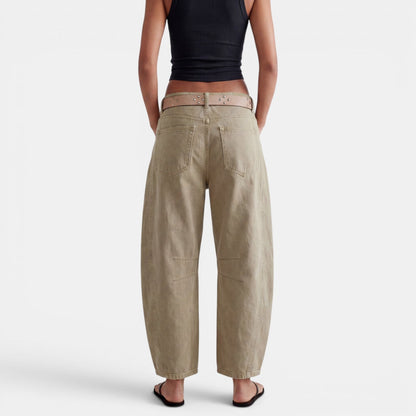 Jeans Mujer Elasticos Tiro Medio Pierna Ancha