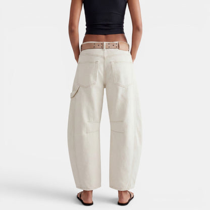 Jeans Mujer Elasticos Tiro Medio Pierna Ancha