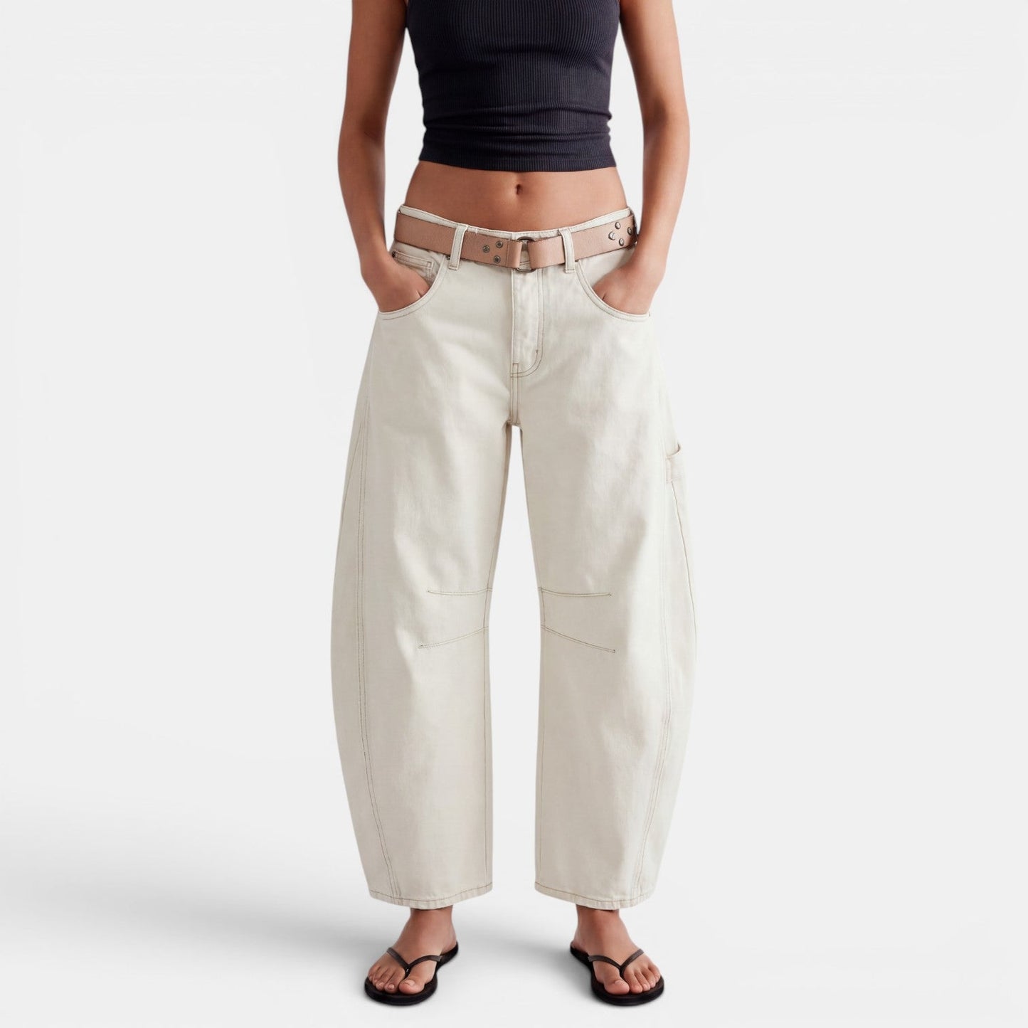 Jeans Mujer Elasticos Tiro Medio Pierna Ancha