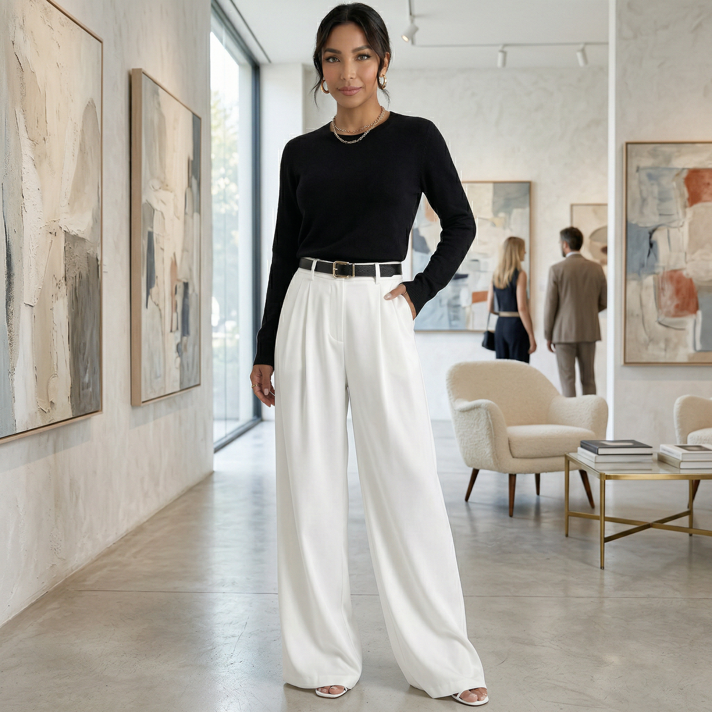 Pantalón Mujer Cintura Alta Elegante