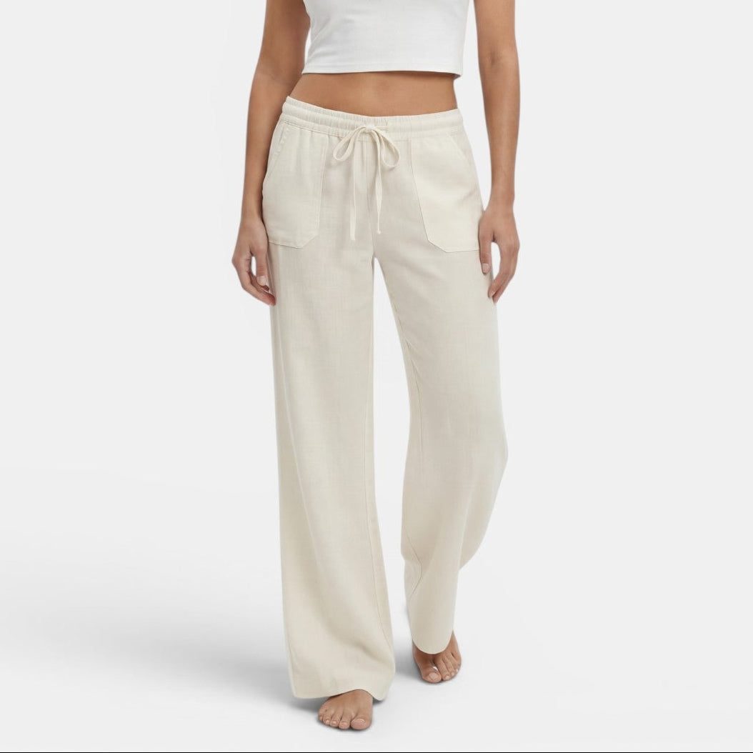 Pantalones de Lino Mujer Pierna Ancha