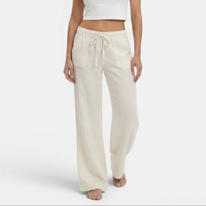 Pantalones de Lino Mujer Pierna Ancha