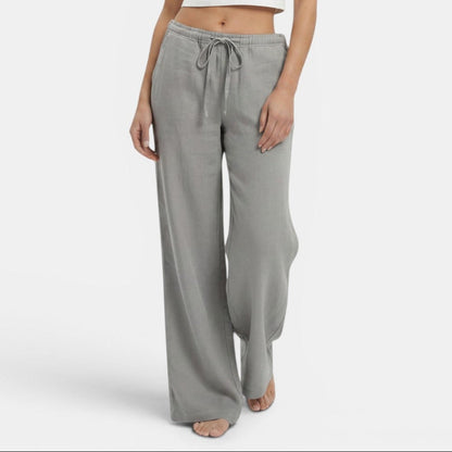 Pantalones de Lino Mujer Pierna Ancha