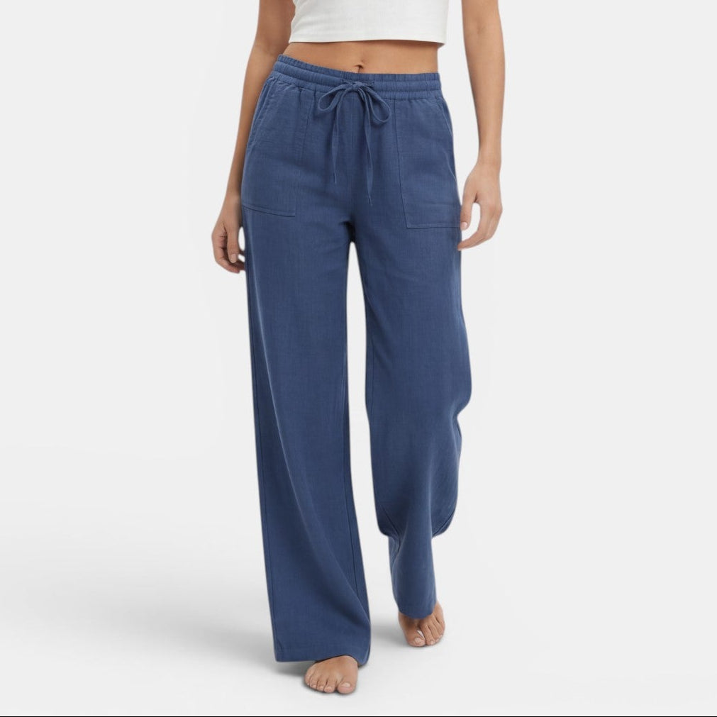 Pantalones de Lino Mujer Pierna Ancha