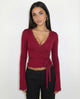 AINHOA - LACE CROSSOVER TOP WINE RED