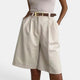 LAIA - PANTALÓN CORTO HEBILLA DORADA BEIGE