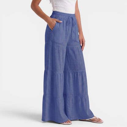 Pantalón Lino Mujer Cordón Ancho