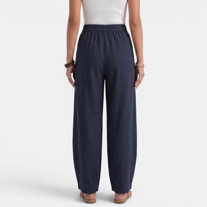Pantalón Mujer Lino Ancho Cintura Elástica