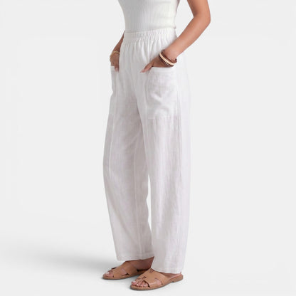 Pantalón Mujer Lino Ancho Cintura Elástica