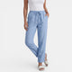 CATALINA - PANTALON EN LIN TAILLE HAUTE BLEU