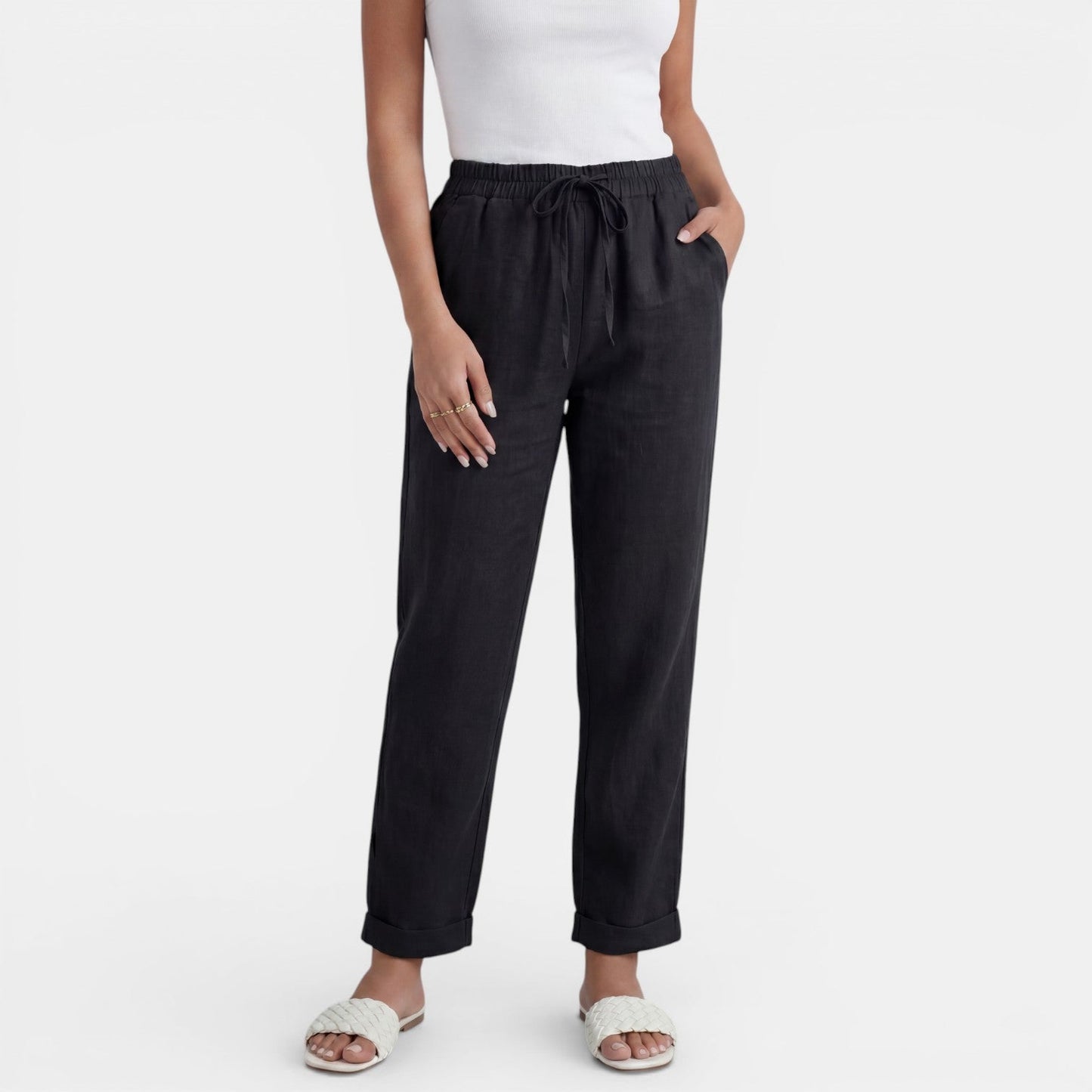 Pantalón Lino Mujer Cintura Alta