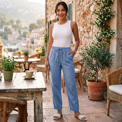 Pantalón Lino Mujer Cintura Alta