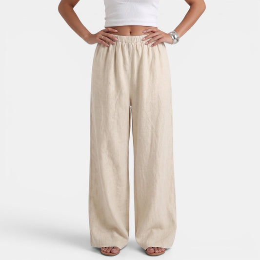 SILVIA - PANTALON LIN LARGE ÉLÉGANT