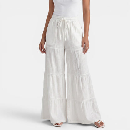 Pantalón Lino Mujer Cordón Ancho