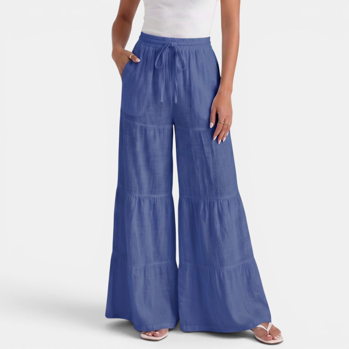 Pantalón Lino Mujer Cordón Ancho