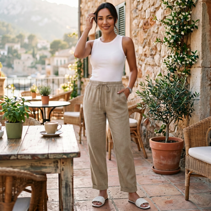 Pantalón Lino Mujer Cintura Alta