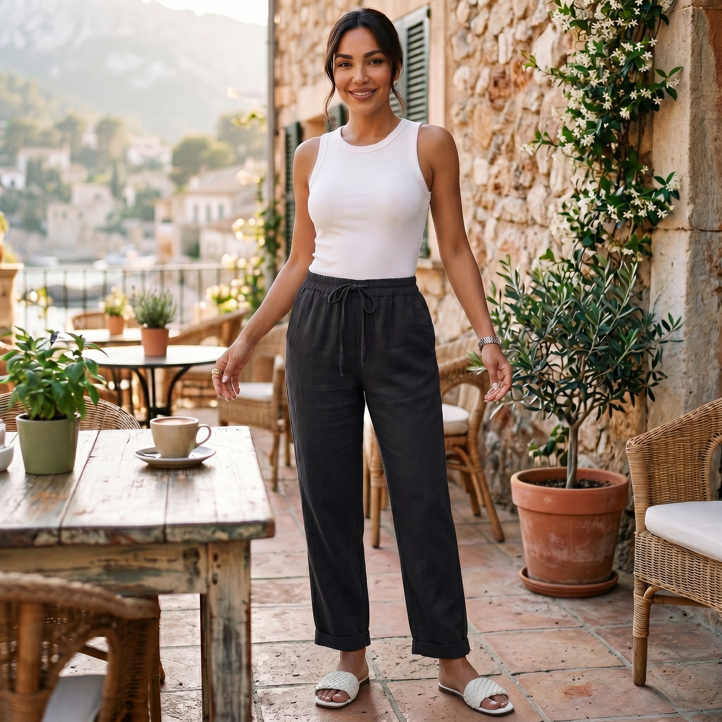 Pantalón Lino Mujer Cintura Alta